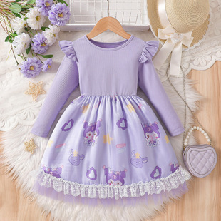 2026秋季女童库洛米公主卡通可爱甜美裙子洛丽塔洋气蓬蓬裙连衣裙