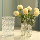 卢梭客厅插花鲜花玫瑰小皱菊百合餐桌花器摆件 北欧玻璃花瓶透明