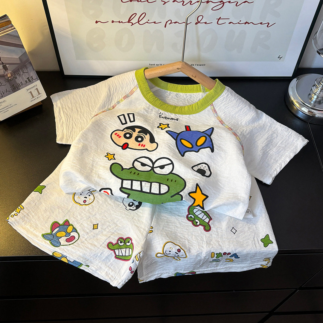 儿童夏季家居服套装拼色云朵棉睡衣薄款男童女宝宝短袖短裤空调服,童装/婴儿装/亲子装,套装,淘宝优惠券,粉丝福利购,淘宝优惠卷