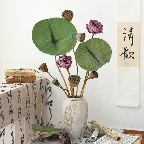 莲蓬荷花干花天然禅意插花