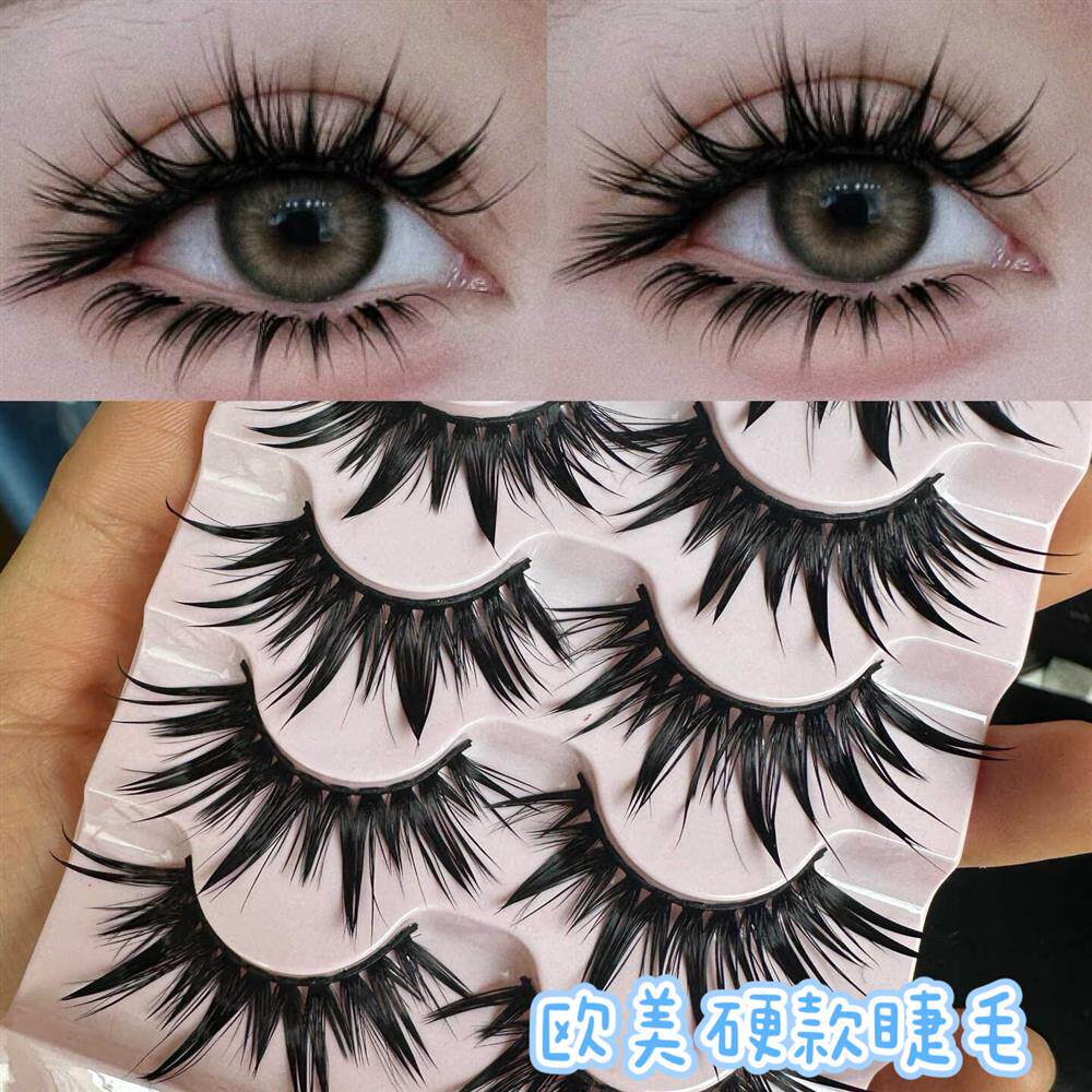 欧美妆卷翘交叉假睫毛个性夸张舞台博主网红大恶魔眼睫毛加长