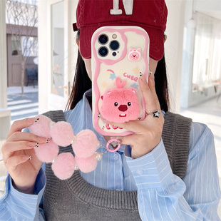 毛绒立体露比小海狸适用OPPO reno987654se小众A53卡通A8软胶全包FINDX3创意A72女 reno10pro手机壳A58A97个性