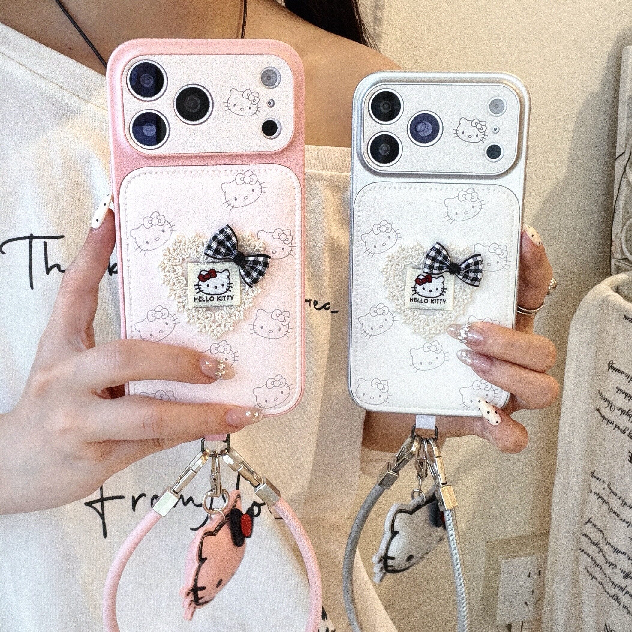 韩系ins温柔少女心蕾丝爱心KT猫适用苹果17ProMax手机壳