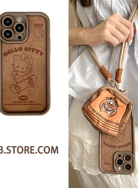 滑板KT猫适用oppo A3pro手机壳Reno12/98765se可爱a96斜挎挂绳A58全包a57一加ace3零钱卡包a72少女FindX6背带