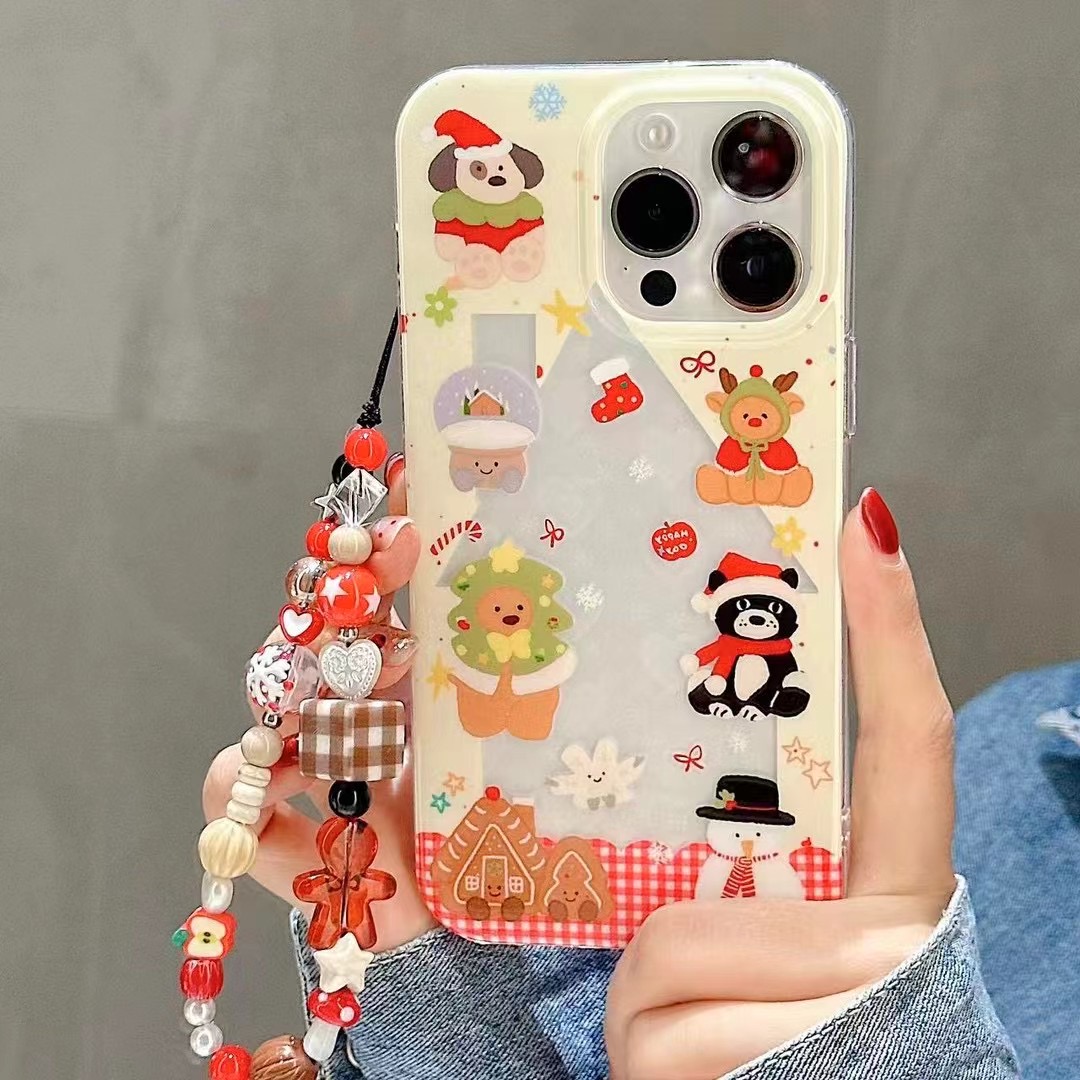 适用苹果手机壳圣诞卡通集合手链