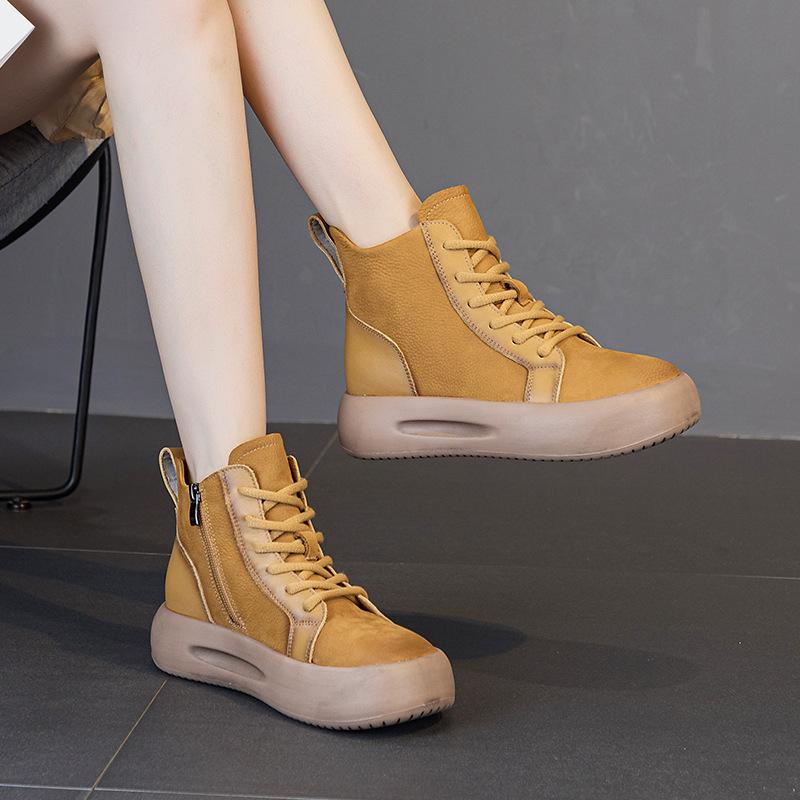 厚底马丁靴复古真皮百搭休闲短靴