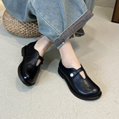 2026春秋复古风头层牛皮浅口单鞋 女平跟圆头百搭软底舒适黑色皮鞋