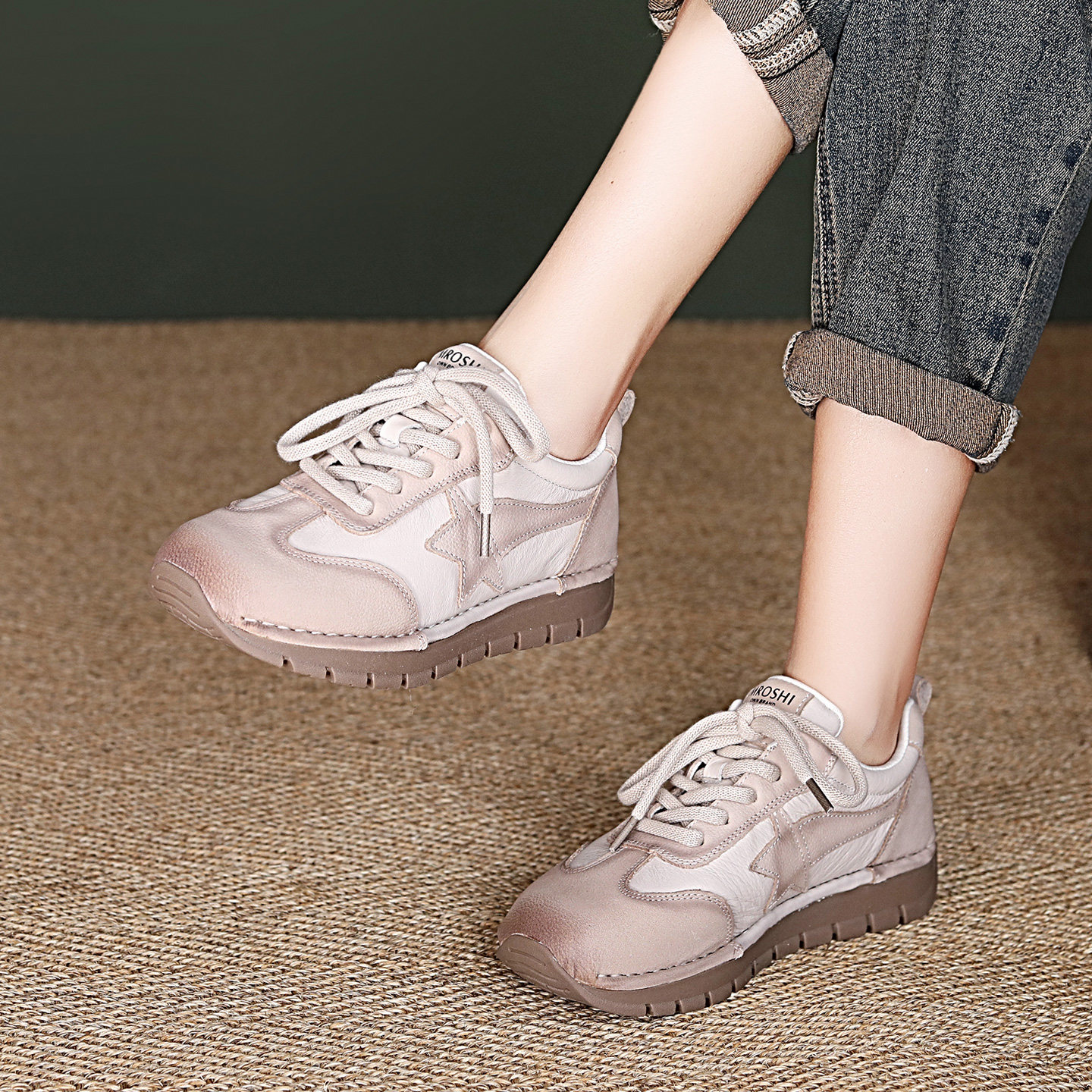 2026春季新款复古风德训鞋女圆头平跟真皮拼色单鞋百搭运动休闲鞋,女鞋,德训鞋,淘宝优惠券,粉丝福利购,淘宝优惠卷