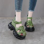 2026夏季 女增高手工编织包跟罗马凉鞋 新款 小众风厚底头层牛皮凉鞋