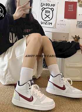 Nike耐克Court Borough Mid 2 GS女子高帮复古休闲板鞋FV8122-161
