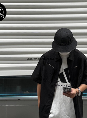 STUSSY×Nike耐克 NRG男女纯黑标志印花遮阳潮流渔夫帽DQ7817-010