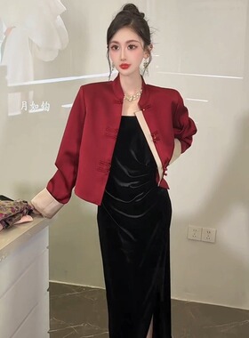 中式国风盘扣外套女2025年春季新款高级感百搭小个子短款夹克上衣