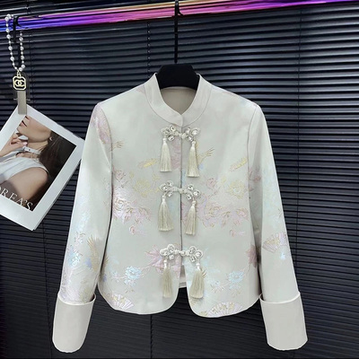 中国风提花刺绣长袖国潮新中式外套2024新款提花高级感上衣