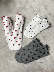 可爱木耳边设计 低起球精梳棉无骨缝头袜子 低帮女袜