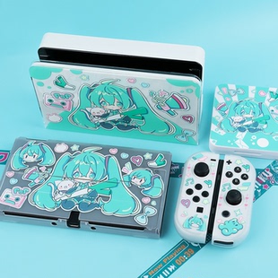 原创任天堂switch 硬壳游戏机保护套 oled保护壳初音未来NS2分体式
