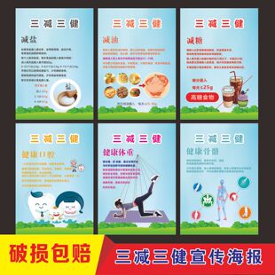 三减三健宣传海报健康十大基石全民健康生活方式背胶挂画墙贴展板