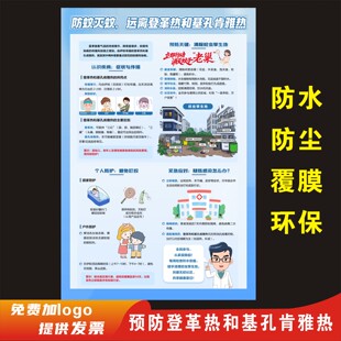 防蚊灭蚊宣传海报远离登革热和基孔肯雅热宣传墙贴传染病海报展板