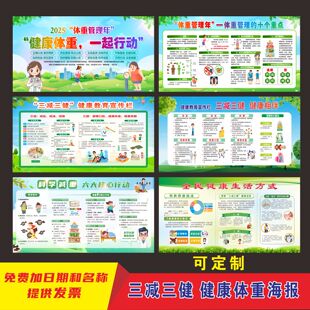 健康体重宣传海报健康十大基石全民健康生活方式背胶挂画墙贴展板