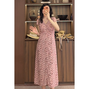 小个子/常规【沁粉佳人】2026出片漂亮衣服波点连衣裙V领A字裙