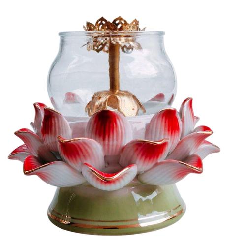 莲花酥油灯陶瓷寺庙佛前可调