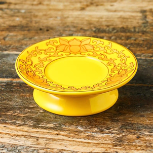 小果蝶陶瓷佛具蜡烛座糖果碟子柚子碟放酥油灯跨境放蜡烛纯黄杯托