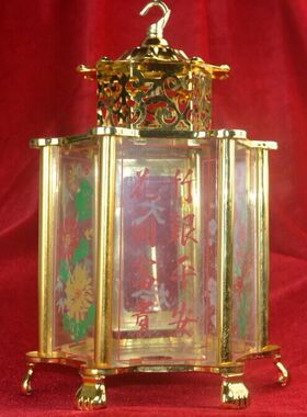 黑色不锈钢油灯吊灯油灯天公灯佛具灯六角灯镀金潮汕供具水火油