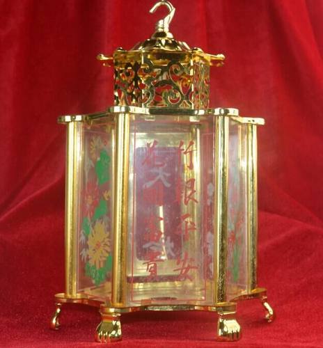 黑色不锈钢油灯吊灯油灯天公灯佛具灯六角灯镀金潮汕供具水火油