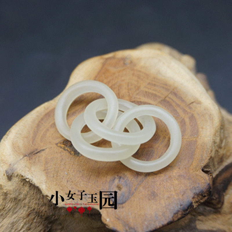 和田玉四环耳坠耳环配件手青白玉