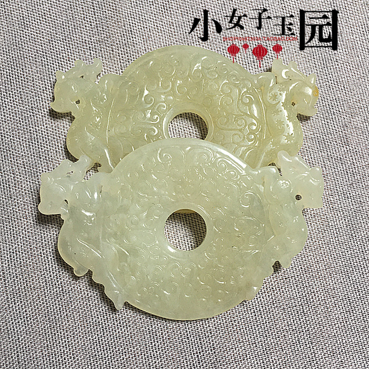 岫玉双鹿平安扣挂坠镂空玉佩仿古吊坠古风汉服禁步流苏腰佩影道具