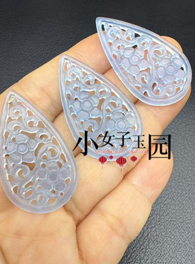 蓝水色如意花吊坠耳环耳坠挂饰