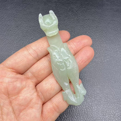 和田玉龙头玉带钩玉佩仿古雕刻双鱼玉石带钩古风汉服腰带配饰挂件