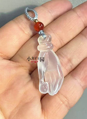 玛瑙佛手吊坠挂件白玉髓掌上明珠
