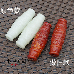 岫玉仿古雕刻玉勒子吊坠挂件雕纹通孔玉佩玉坠仿老玉腰佩手工配饰