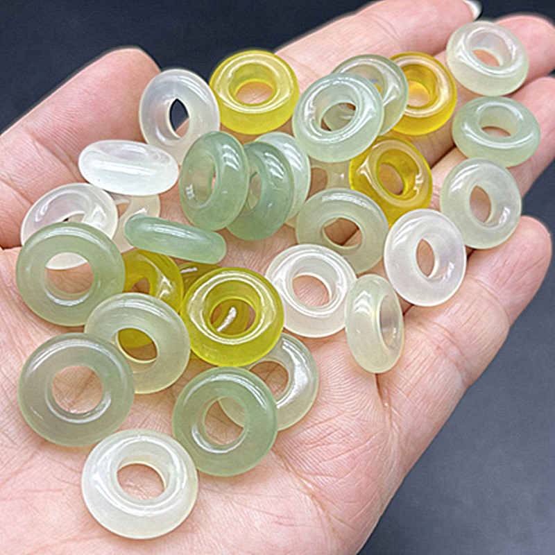 小玉环配件吊坠天然岫玉圆环玉坠