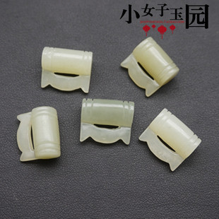 和田玉青白玉小锁配件DIY手链压襟配饰手机坠挂件玉锁吊坠宝宝坠