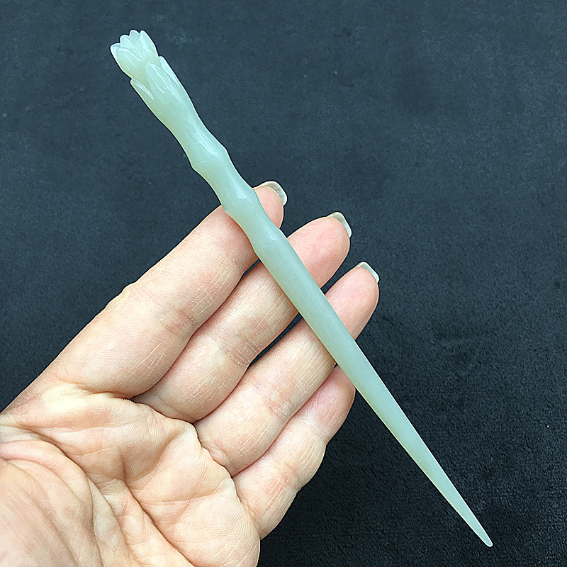 和田玉花朵发簪子盘礼服汉服发钗