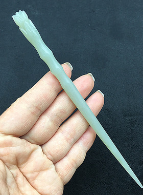 和田玉花朵发簪子盘发礼服汉服发钗古典旗袍配饰玉簪玉钗兰花发簪