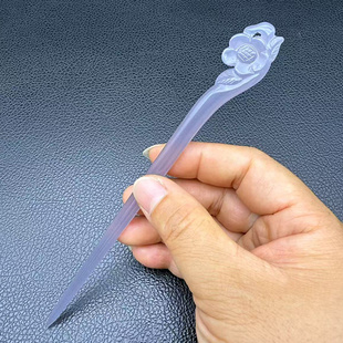 新款琉璃梅花发簪头饰仿烟紫色玉簪古风汉服花朵头饰影视短剧饰品