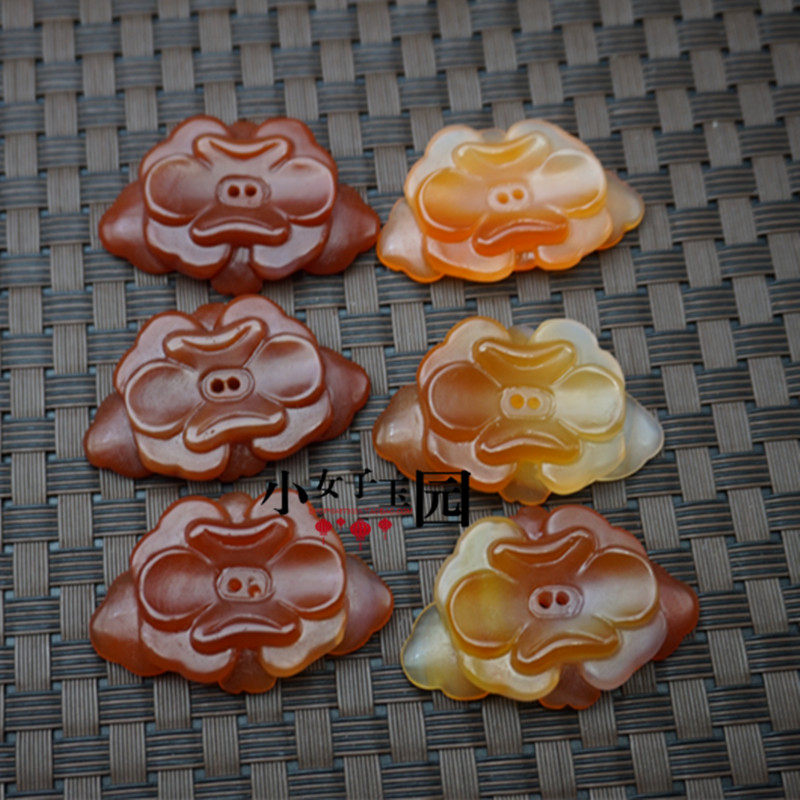 明清玉器仿古老玛瑙玉帽花花片古玩玉器古玉老玉荷花莲花帽花头饰