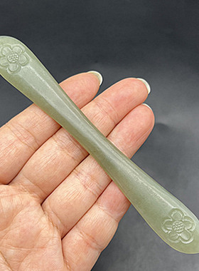 青玉梅花发簪天然和田玉簪子发饰仿古玉钗复古发钗男女款古风玉簪