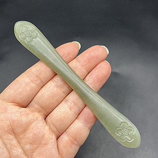 青玉梅花发簪天然和田玉簪子发饰仿古玉钗复古发钗男女款古风玉簪