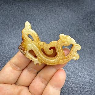 古玩玉器螭龙吊坠挂件和田玉仿古龙玉佩仿战汉西周龙型锁骨链项坠