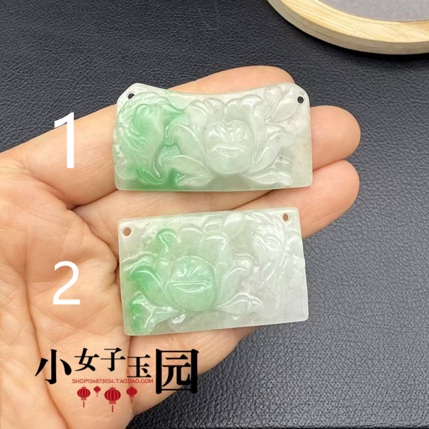 巴山翠白飘绿牡丹花吊坠挂件凤戏牡丹玉佩颈饰项坠汉服挂饰