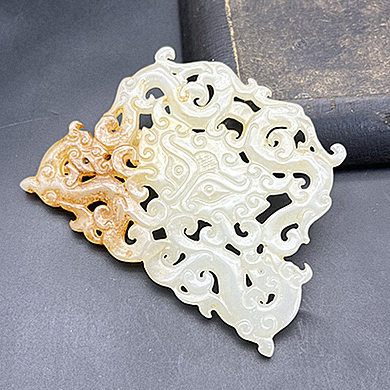 白琉璃仿古双龙兽面玉璧玉佩仿老玉明清龙凤腰佩服装腰带配饰玉