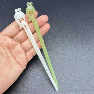 仿古雕刻凤头发簪琉璃白色浅黄色簪子古风汉服头饰发饰新中式发钗