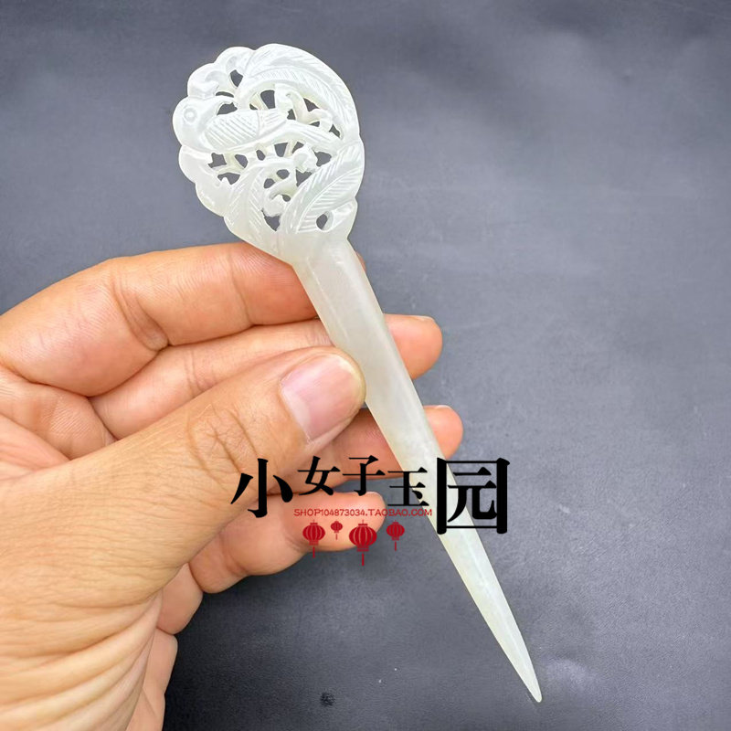 和田玉喜鹊发簪玉簪头饰发饰发钗