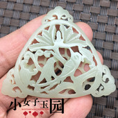 和田玉复古拉丝镂空雕刻喜上眉梢吊坠挂件玉佩玉坠项坠古装 毛衣坠