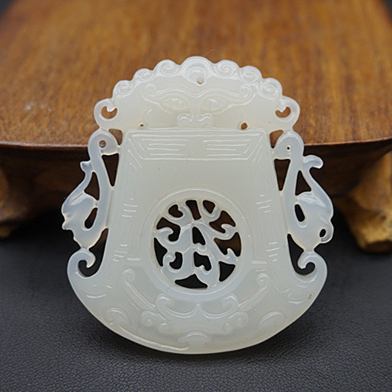 琉璃仿白玉镂空府上有龙吊坠挂件古龙玉佩玉坠古风汉服腰佩玉配饰