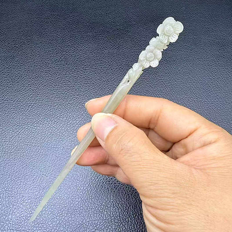 和田玉梅花发簪国风旗袍头饰