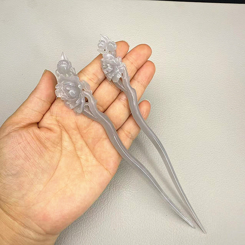 国风烟紫色发簪古风汉服发饰
